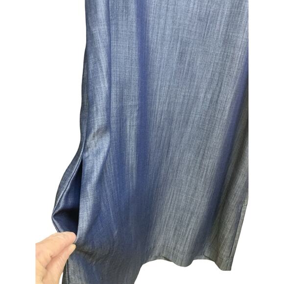 MORGAN CARPER Anthropologie Denim Blue Chambray SEKA V-Neck Sheath Dress Size M - Picture 5 of 9